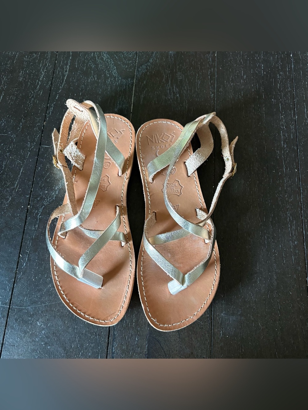 Niko’s Shoes Metallic Gold Women's Leather Strappy Gladiator Sandals EU 37